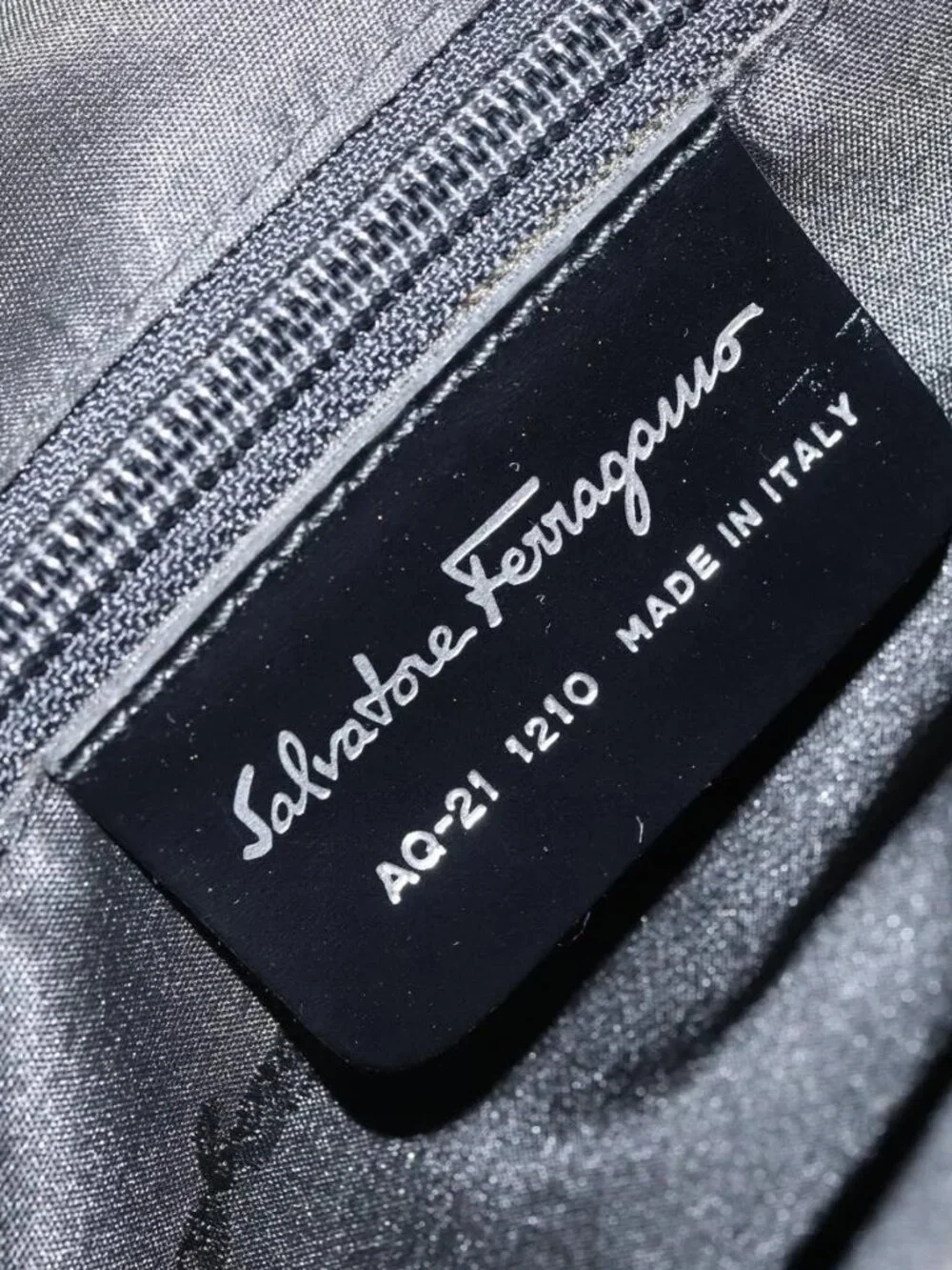 Salvatore Ferragamo Hand Bag Nylon Black Silver Auth BA9555